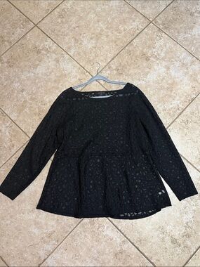 Lane Bryant Black Lace Peplum Blouse